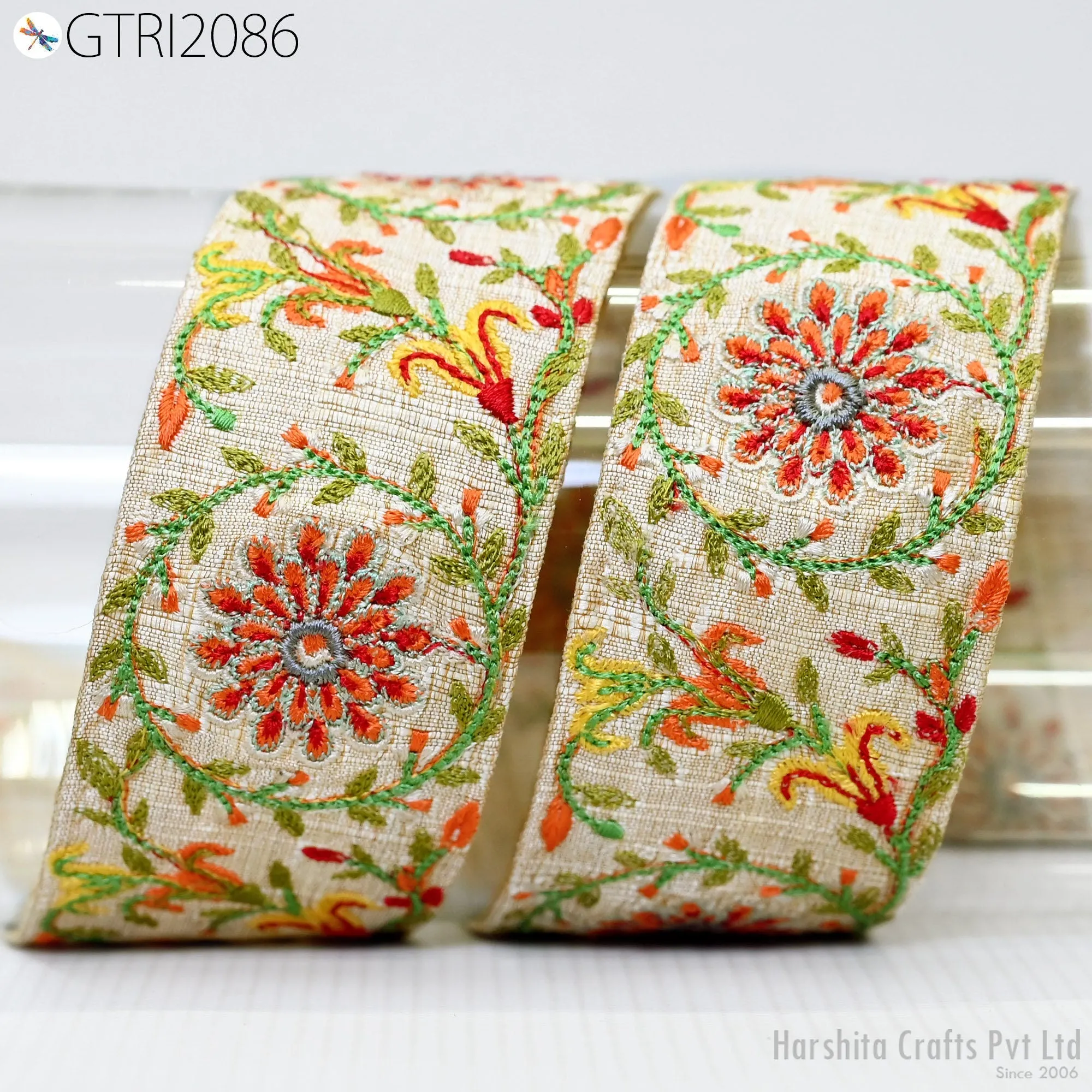9 Yard Indian 5cm Trim Dress Sari Border DIY Craft Ribbon Sewing Fabric Embroidered Decorative Costumes Cushion Curtain Home Decor Trimming