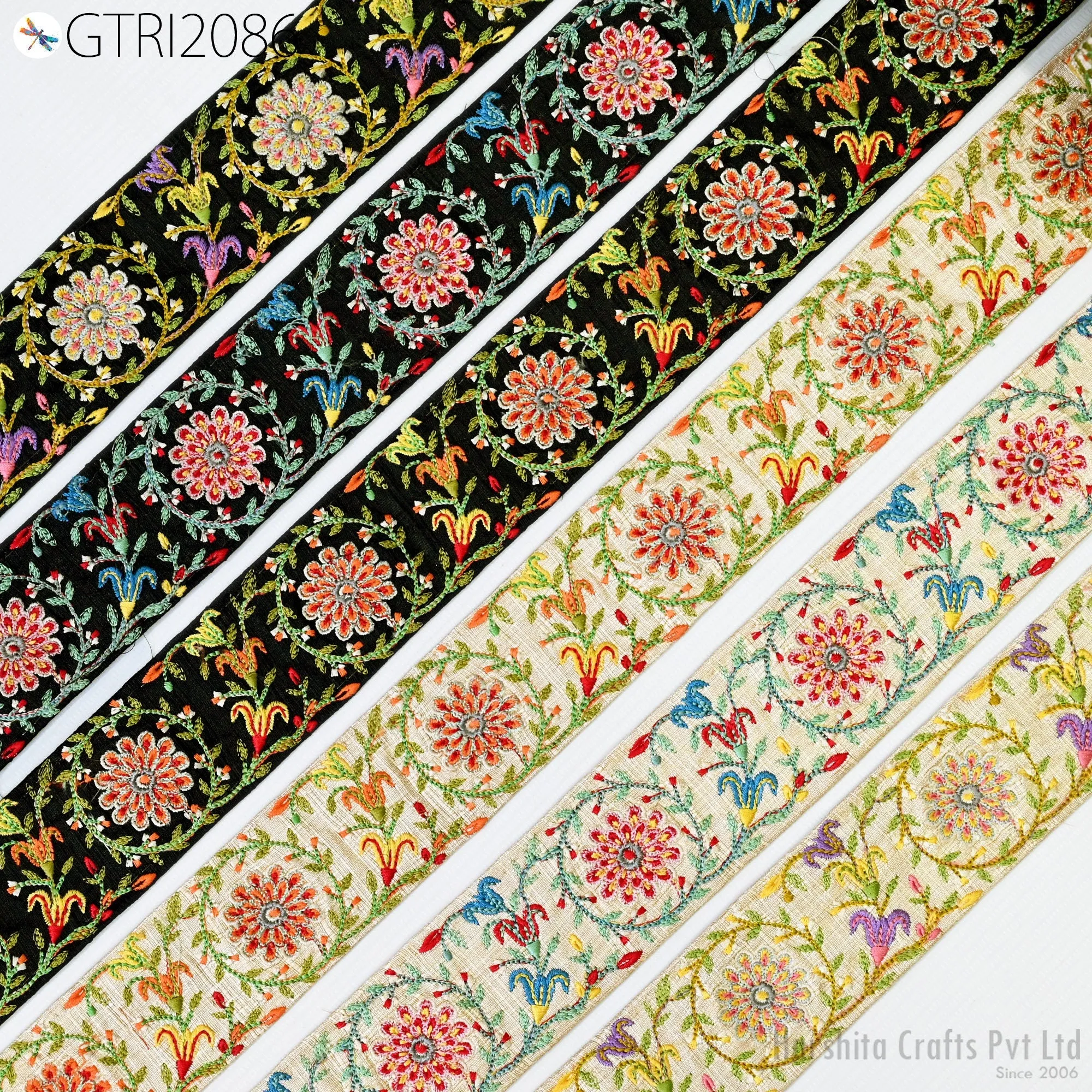9 Yard Indian 5cm Trim Dress Sari Border DIY Craft Ribbon Sewing Fabric Embroidered Decorative Costumes Cushion Curtain Home Decor Trimming
