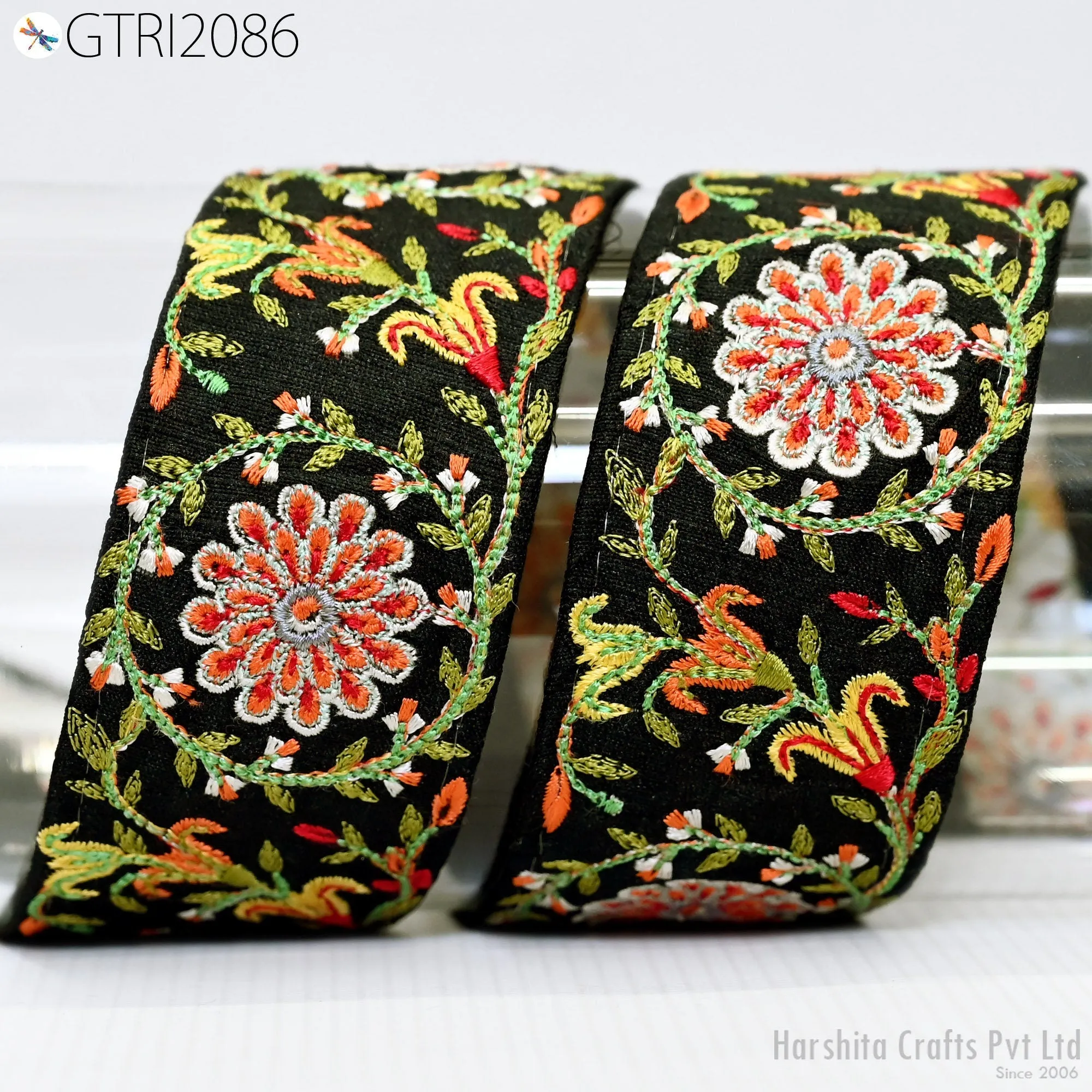 9 Yard Indian 5cm Trim Dress Sari Border DIY Craft Ribbon Sewing Fabric Embroidered Decorative Costumes Cushion Curtain Home Decor Trimming