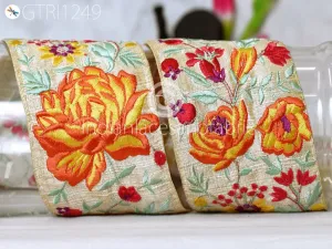 9 Yard Indian 75mm Embroidered Trim Drapery Hats Bag Saree Trimming Decorative Ribbon Crafting Sewing Sari Borders Embellishments Home Decor