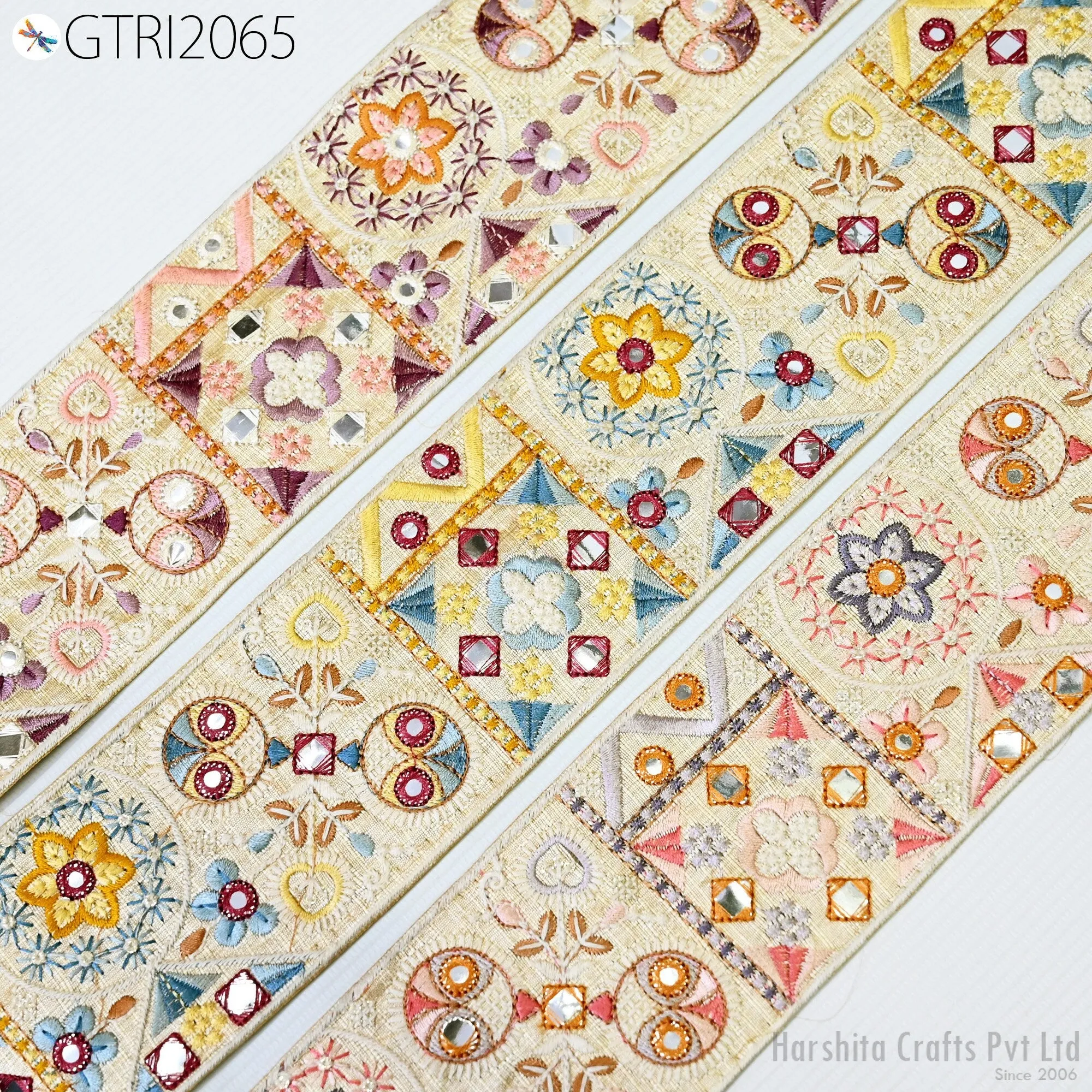9 Yard Indian 8CM Embroidered Trim Drapery Hats Bag Saree Decorative Trimming Ribbon Crafting Sewing Sari Borders Embellishments Home Decor