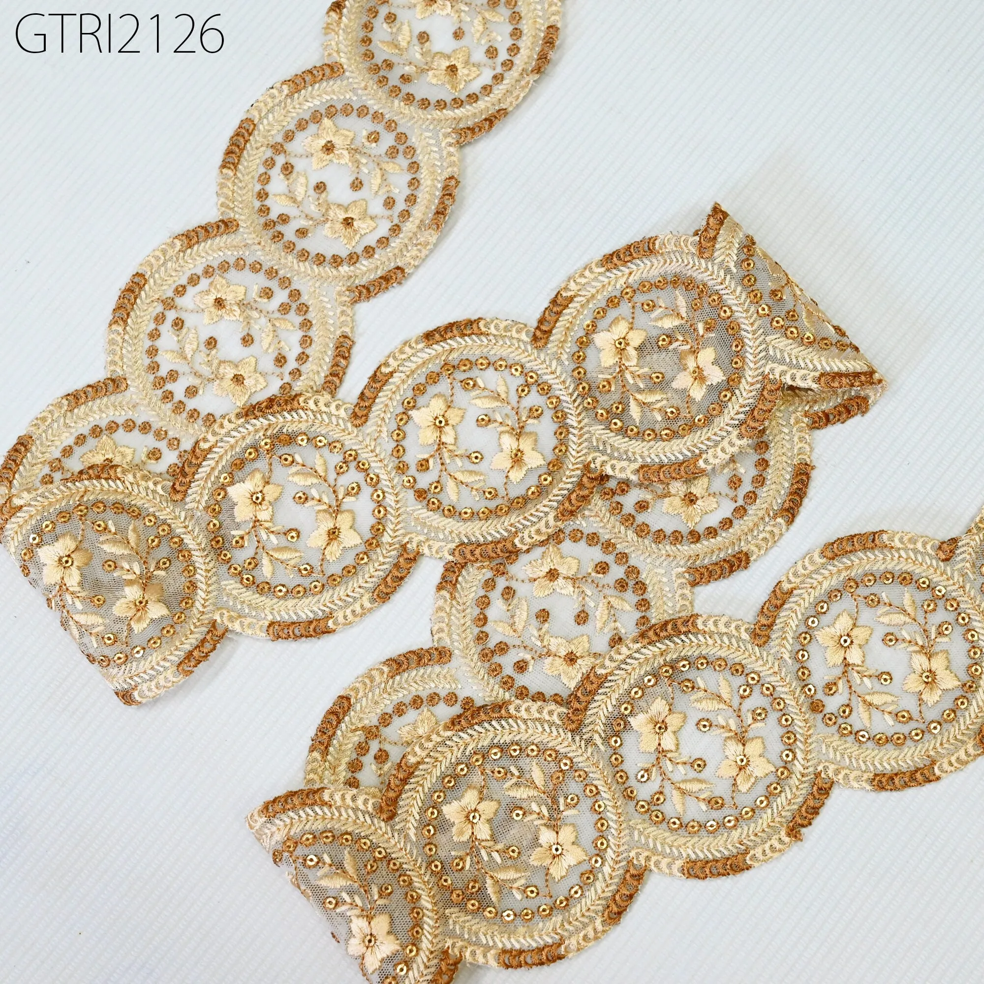 9 Yard Indian 8cm Scallop Edge Embroidery Trim Embroidered Saree Ribbon Cushions Cover Sewing Crafting Tape Curtains Headbands Sari Border