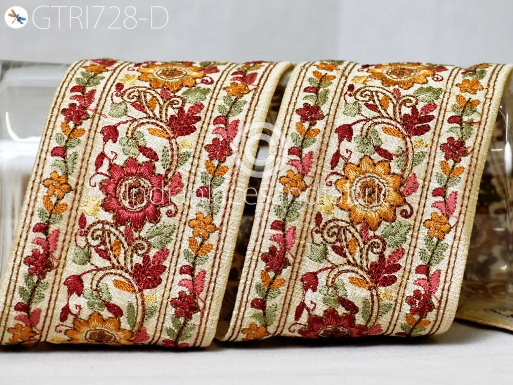 9 Yard Indian Sari Border 8cm Embroidery Fabric Trim Embroidered Ribbon Decorative Saree Embellishments DIY Crafting Sewing Home Decor Bags
