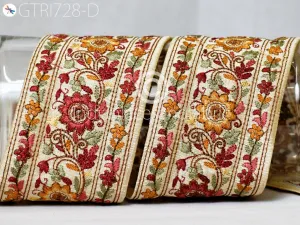 9 Yard Indian Sari Border 8cm Embroidery Fabric Trim Embroidered Ribbon Decorative Saree Embellishments DIY Crafting Sewing Home Decor Bags