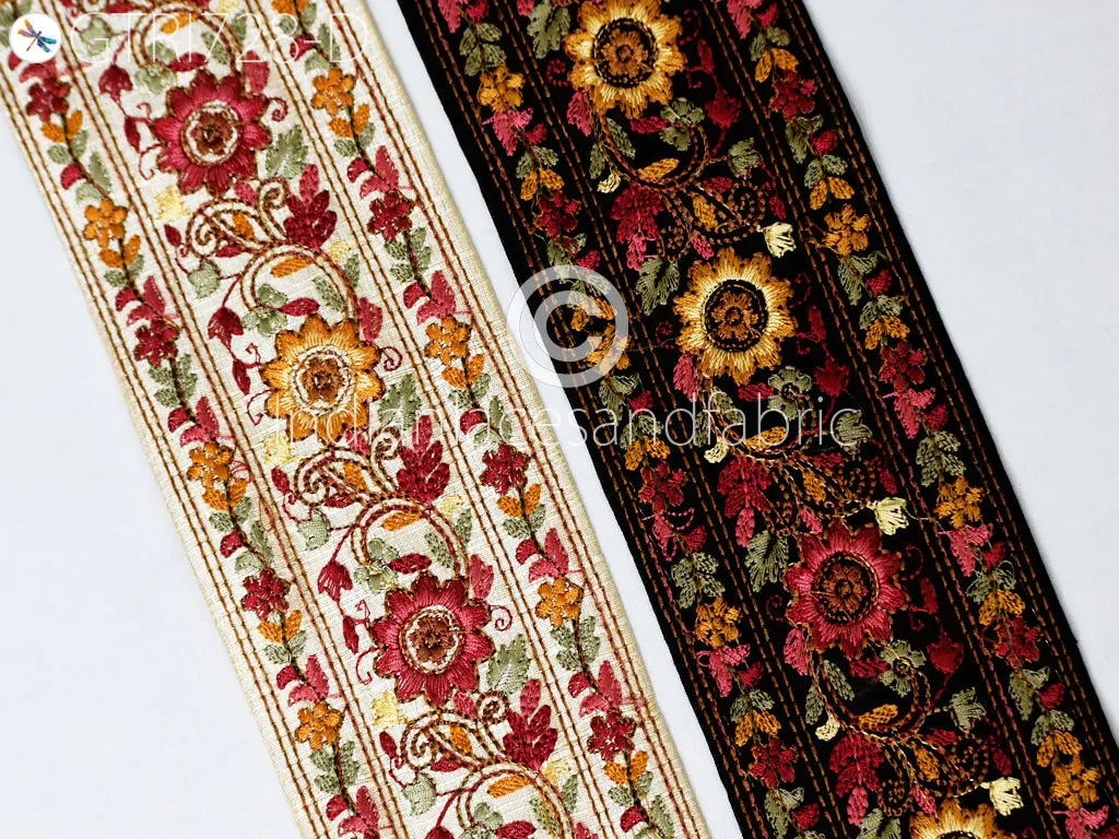 9 Yard Indian Sari Border 8cm Embroidery Fabric Trim Embroidered Ribbon Decorative Saree Embellishments DIY Crafting Sewing Home Decor Bags