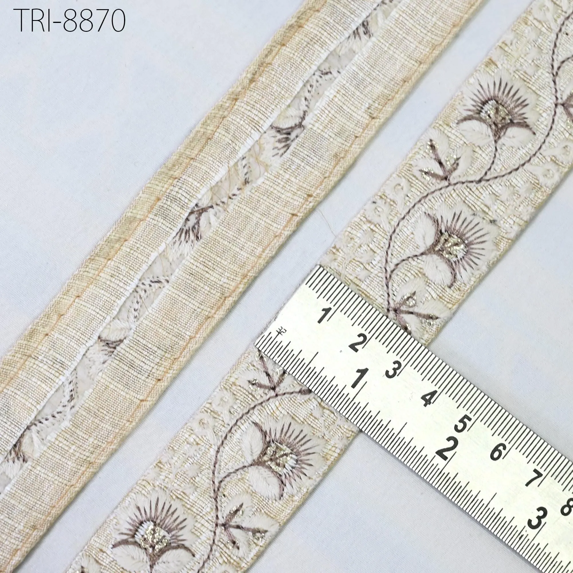 9 Yard Ivory Embroidery 3 cm Fabric Trim Cushion Covers Embroidered Saree Ribbon Sewing Craft Border Indian Wedding Dress Gown Tape