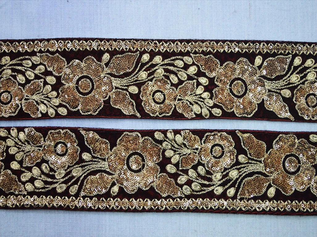 9 Yard Maroon 6CM Laces and Trims Saree Fabric Trim Indian Dresses Embroidered  Trimmings Ribbon Indian Sari gold crafing sewing border