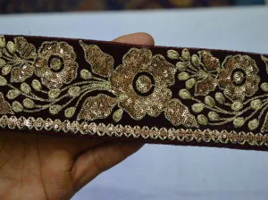9 Yard Maroon 6CM Laces and Trims Saree Fabric Trim Indian Dresses Embroidered  Trimmings Ribbon Indian Sari gold crafing sewing border