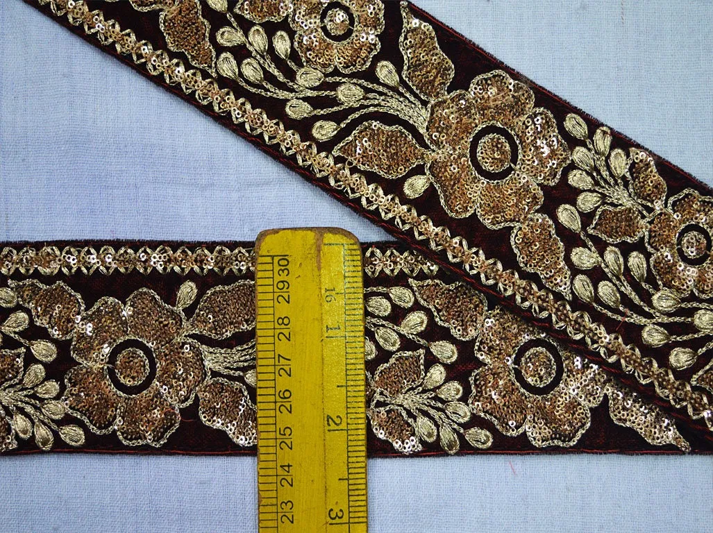 9 Yard Maroon 6CM Laces and Trims Saree Fabric Trim Indian Dresses Embroidered  Trimmings Ribbon Indian Sari gold crafing sewing border