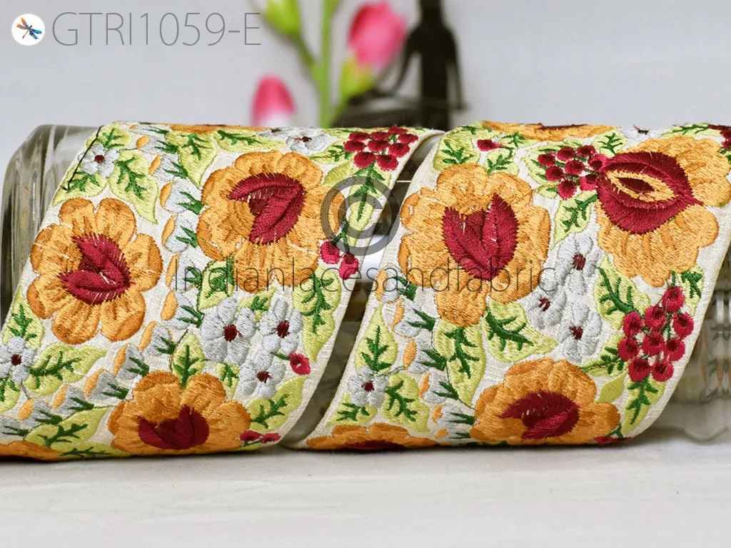 9 Yard Orange 10CM Indian Embellish Embroidered Trim Cushion Covers Embroidery Saree Ribbon Sewing Crafting Border Wedding Trimmings Curtain