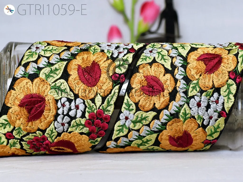 9 Yard Orange 10CM Indian Embellish Embroidered Trim Cushion Covers Embroidery Saree Ribbon Sewing Crafting Border Wedding Trimmings Curtain