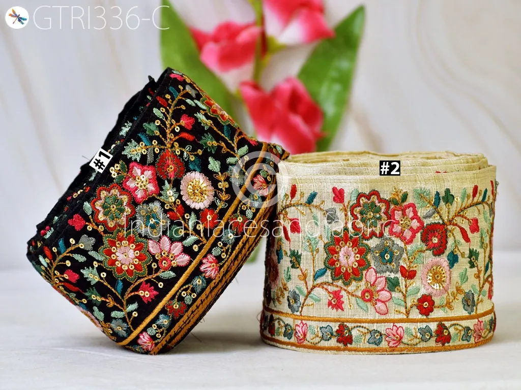 9 Yard Pink 8CM Indian Embellishment Embroidered Trim Cushion Embroidery Saree Ribbon Sewing Crafting Border Wedding Trimmings Curtain