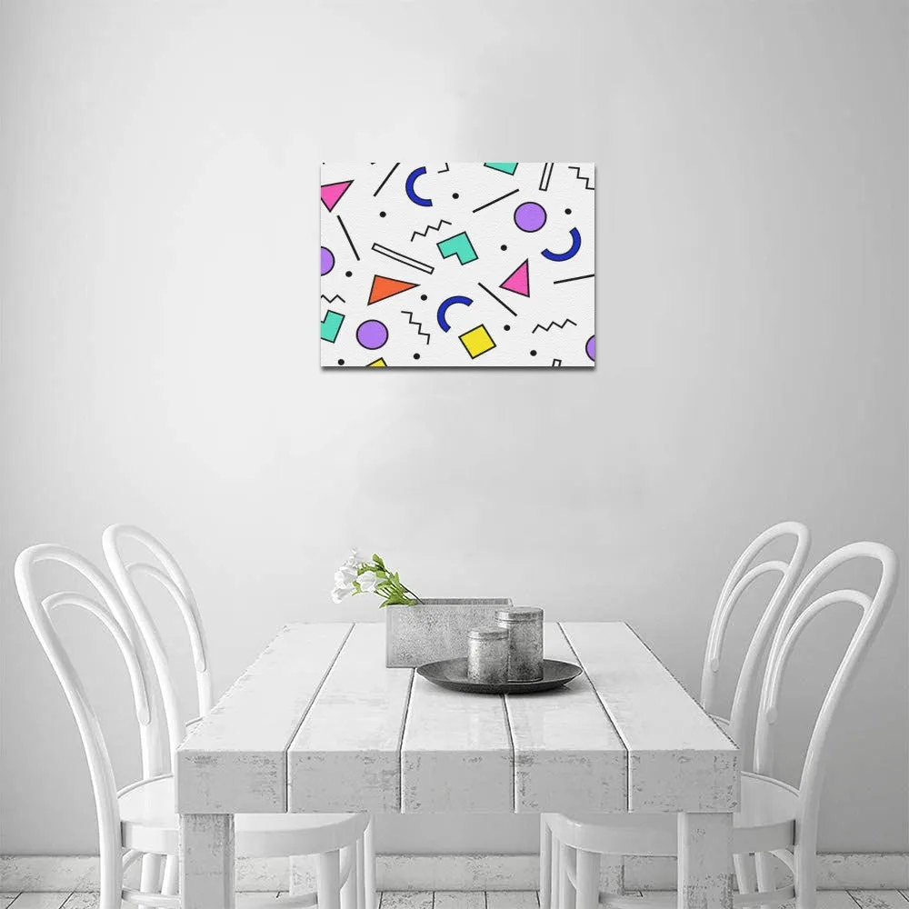 90s White Wallpaper Framed Canvas Print 14x11 inch