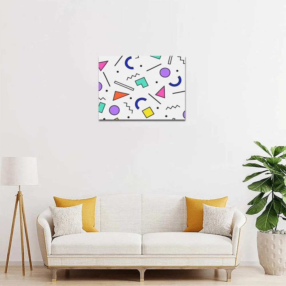 90s White Wallpaper Framed Canvas Print 14x11 inch