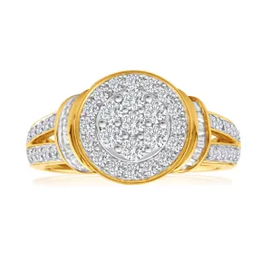 9ct Yellow Gold 1 Carat Diamond Set Cluster Ring