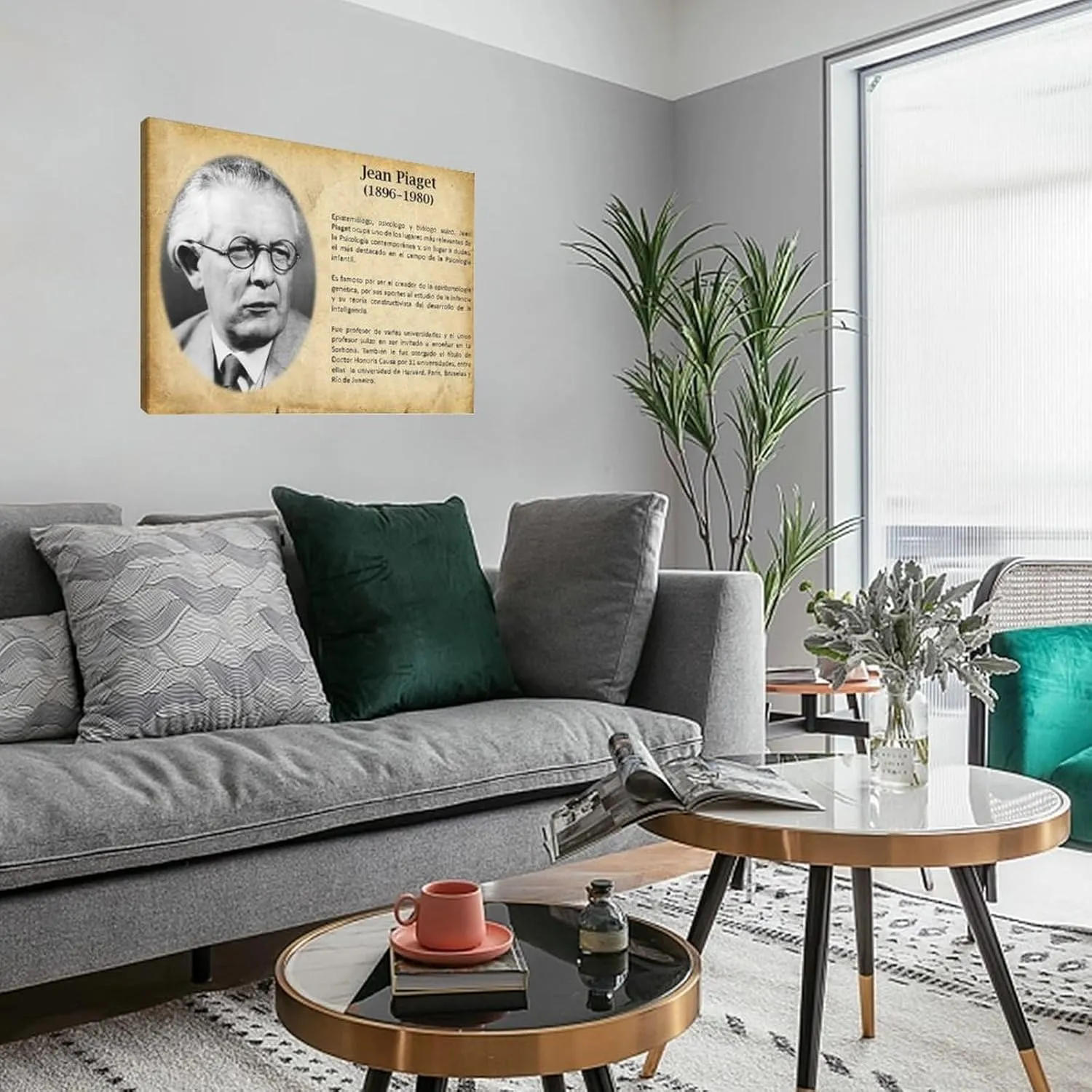 AAFACAI Psychologist Jean Piaget Retro Portrait Inspirational Quote Art Poster Canvas Poster Bedroom Decor Office Room Decor Gift Frame-style 30x20inch(75x50cm)