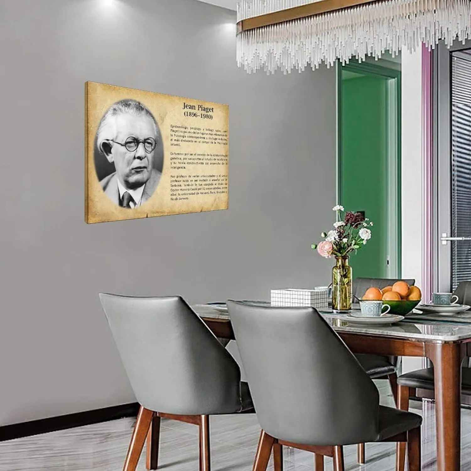 AAFACAI Psychologist Jean Piaget Retro Portrait Inspirational Quote Art Poster Canvas Poster Bedroom Decor Office Room Decor Gift Frame-style 30x20inch(75x50cm)