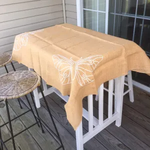 AAYU Burlap Square Tablecloth 45 x 45 Inch No Fray Butterfly Printed Table Topper for Dining Table Rustic Party and Wedding Decorations Arts and Crafts