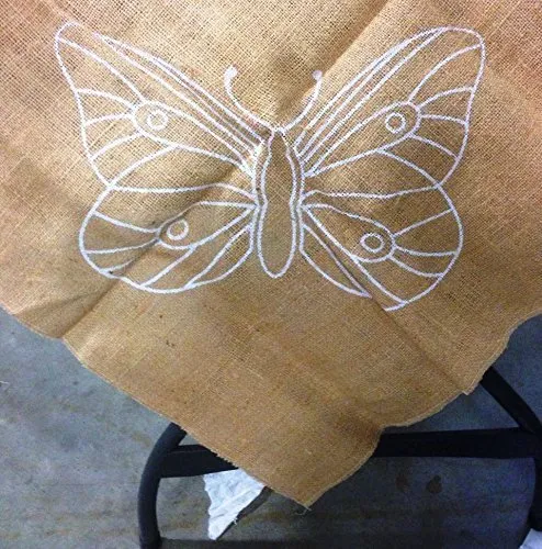 AAYU Burlap Square Tablecloth 50 x 50 Inch No Fray Butterfly Printed Table Topper for Dining Table Rustic Party and Wedding Decorations Arts and Crafts