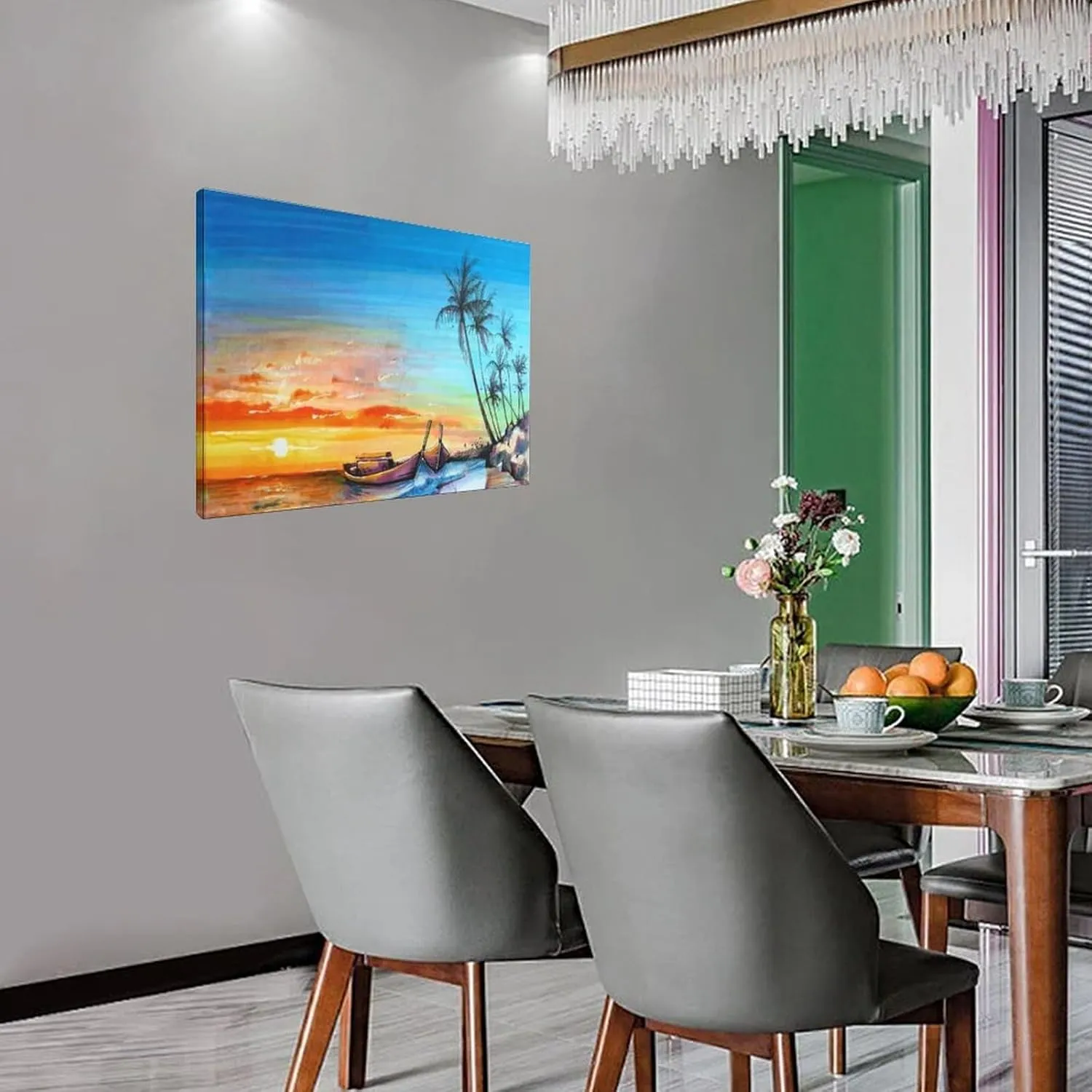 Ab Stract Coastal Canvas Poster Wall Art Decor Print Picture Paintings for Living Room Bedroom Decoration Frame-style 24x16inch(60x40cm)