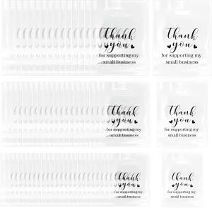 Abbylike 300 Pcs Thank You Bags with Handles Bulk, 3 Sizes Die Cut Plastic Shopping Merchandise Retail Bags for Small Business Gifts Goodie Boutique Clothes Party Favors (Clear)