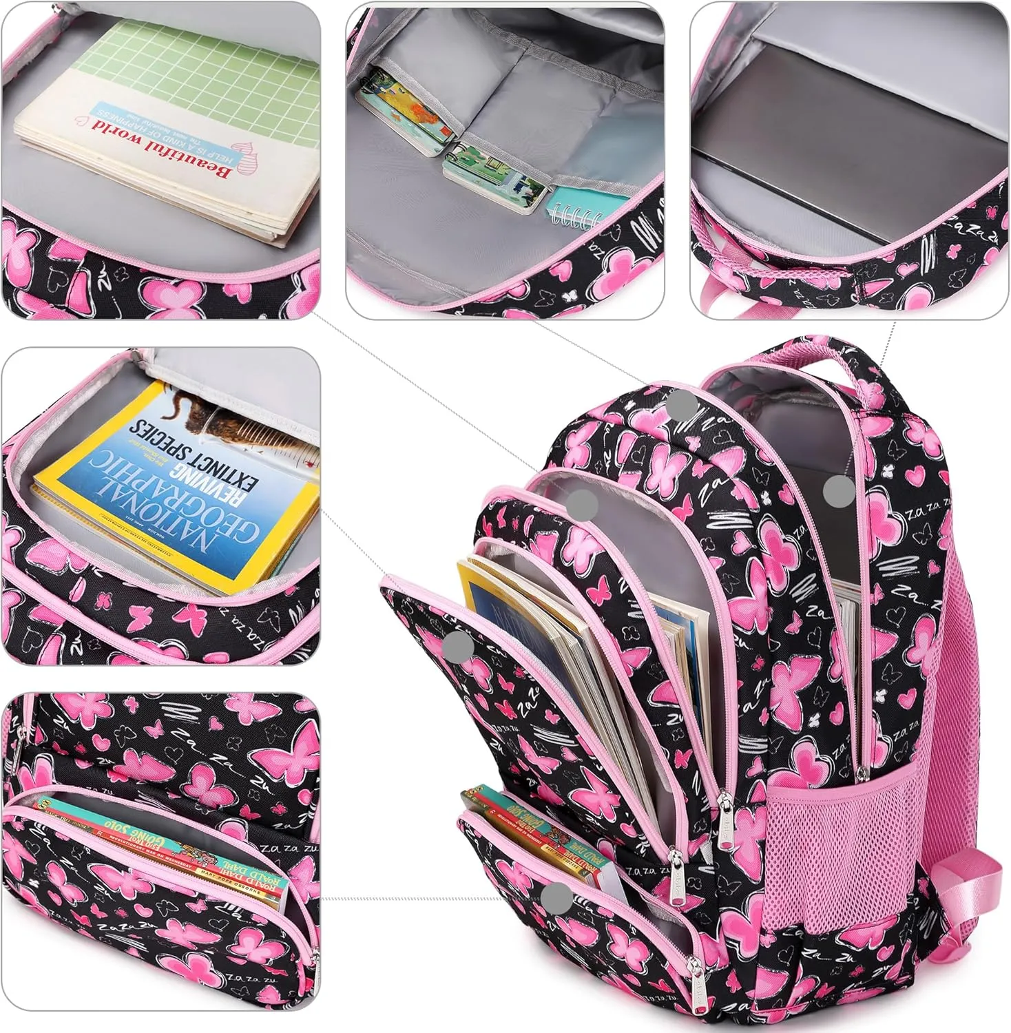 abshoo Lightweight Butterfly Kids Backpack For School Girls Elementary Kindergarten Bookbag School Bags Pink (Butterfly)