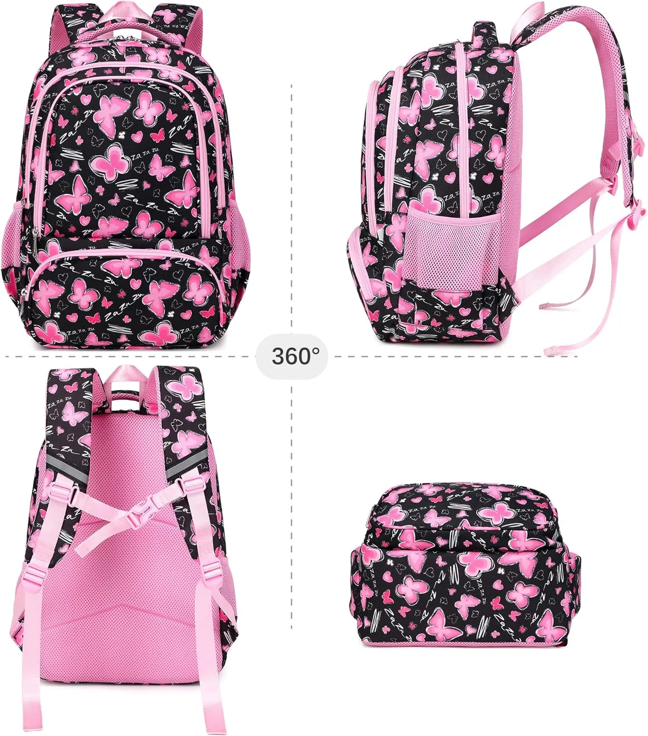 abshoo Lightweight Butterfly Kids Backpack For School Girls Elementary Kindergarten Bookbag School Bags Pink (Butterfly)