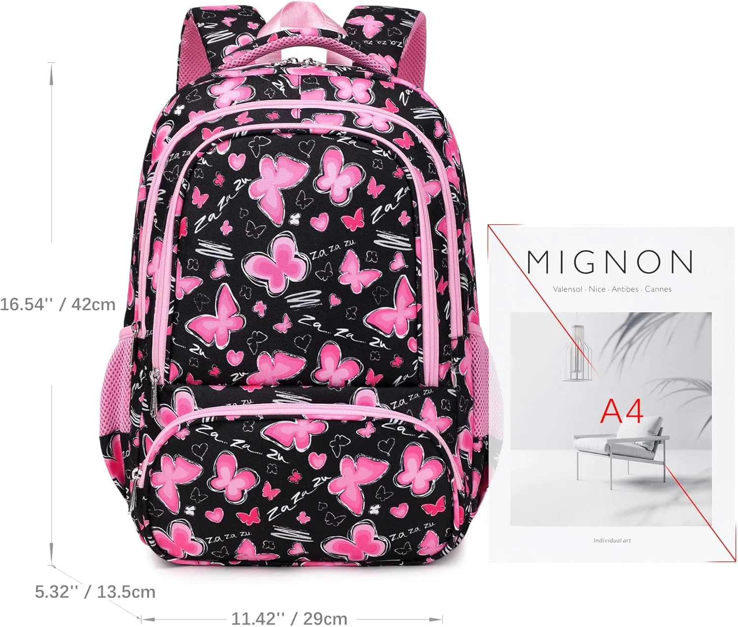 abshoo Lightweight Butterfly Kids Backpack For School Girls Elementary Kindergarten Bookbag School Bags Pink (Butterfly)