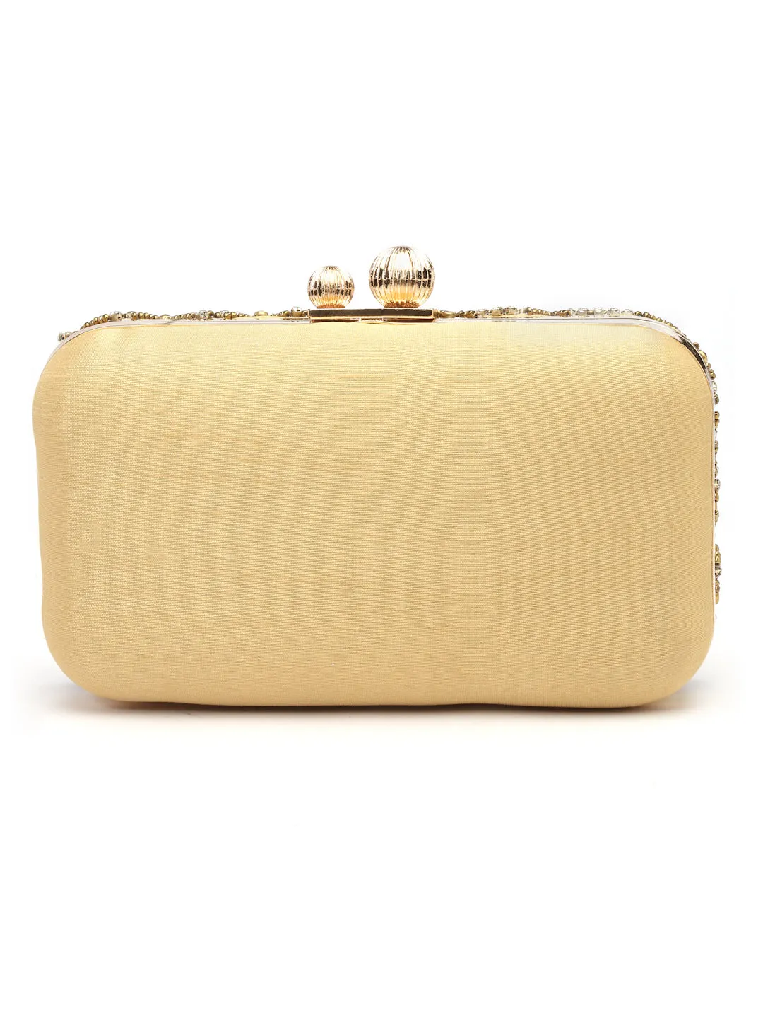 Adorn Diamond Embellished Faux Silk Clutch