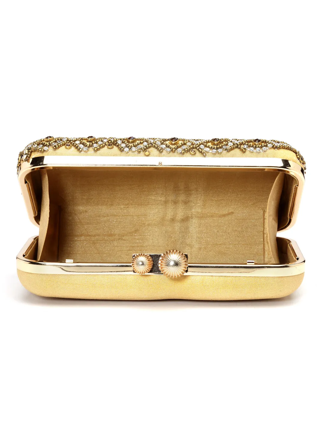 Adorn Diamond Embellished Faux Silk Clutch