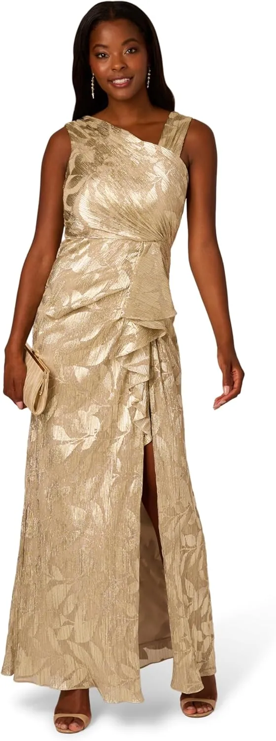 Adrianna Papell Women's Foil Asymmetric Gown