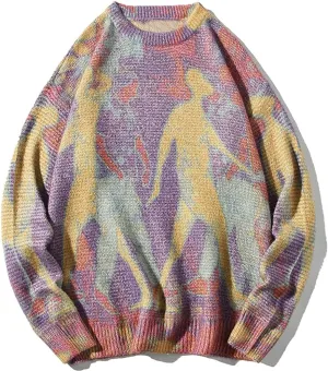 Aelfric Eden Neon Color Block Knit Sweater Casual Oversized Pullover