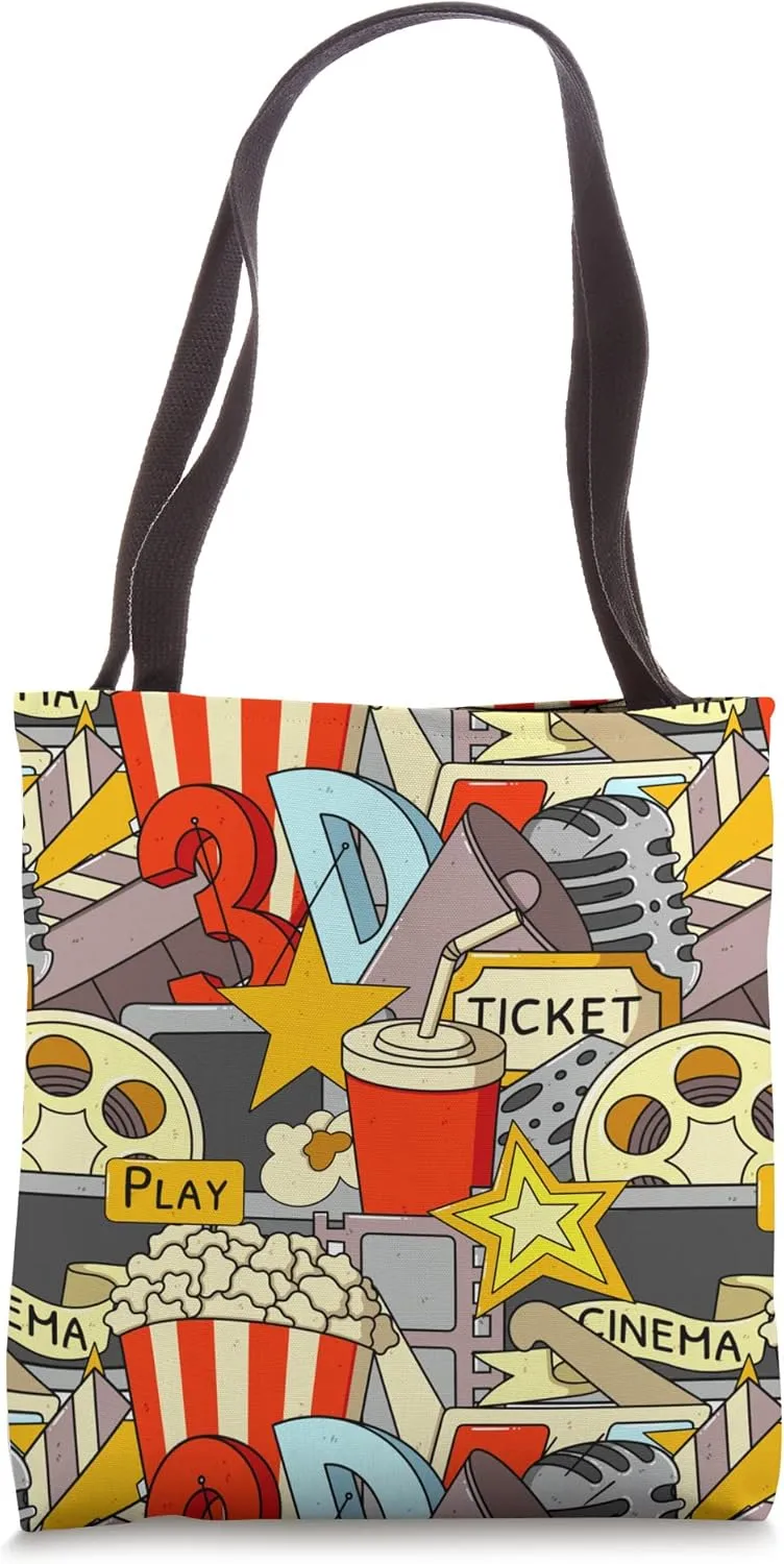 Aesthetic Cinema Movie Night Director Hollywood Cute Pattern Tote Bag