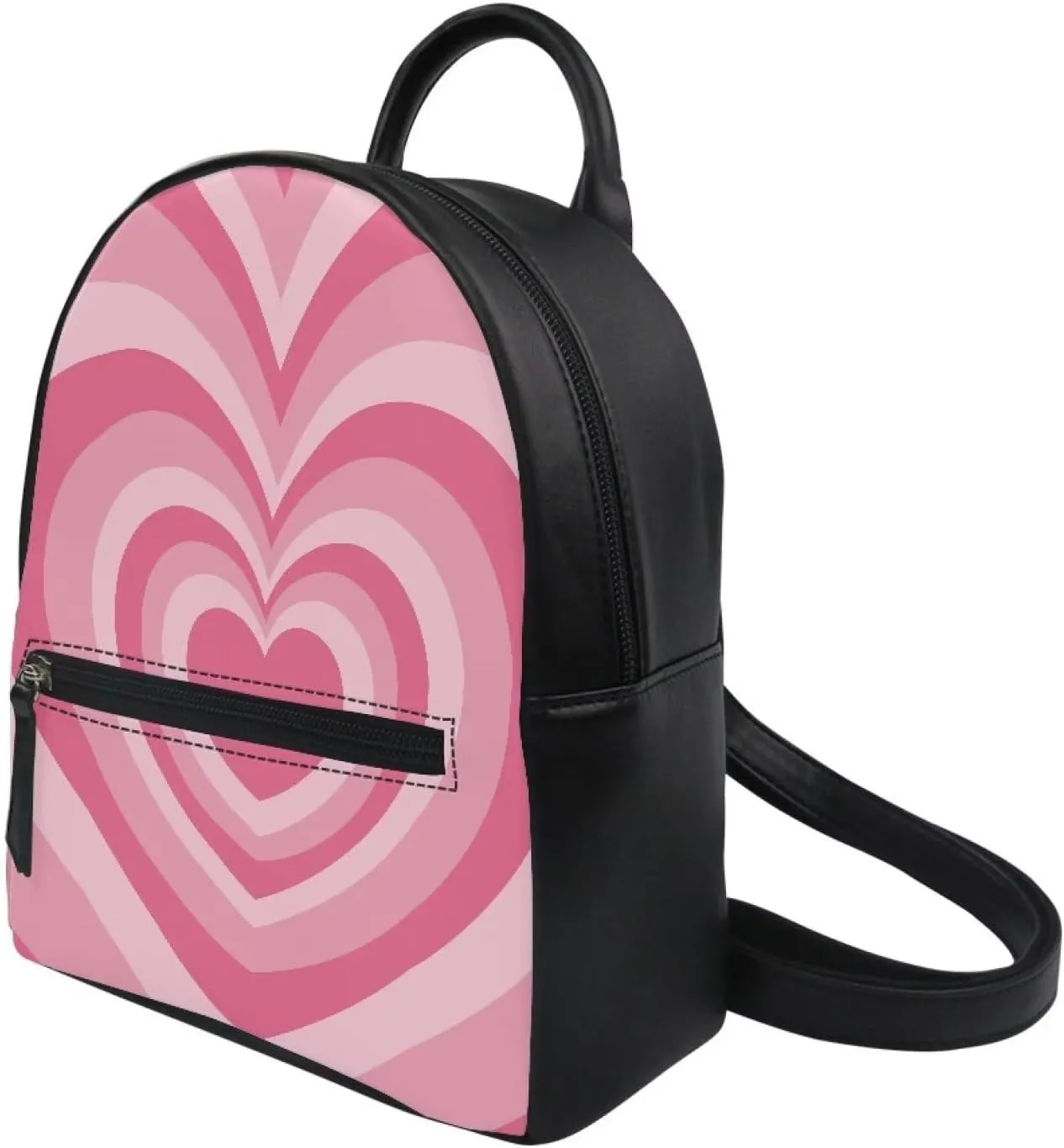 Aesthetic Y2K Hippie Pink Love Heart Swirl Small Backpack for Women Travel Bag Set of 2 Mini Backpack Purse with Lipstick Holder Keychain Carry on Backpack Waterproof Daypack