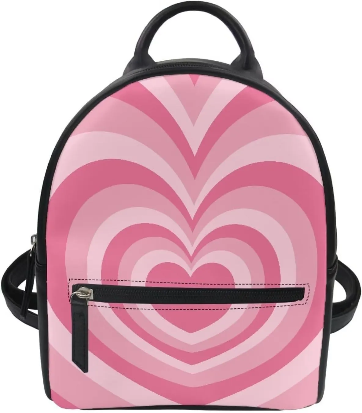 Aesthetic Y2K Hippie Pink Love Heart Swirl Small Backpack for Women Travel Bag Set of 2 Mini Backpack Purse with Lipstick Holder Keychain Carry on Backpack Waterproof Daypack