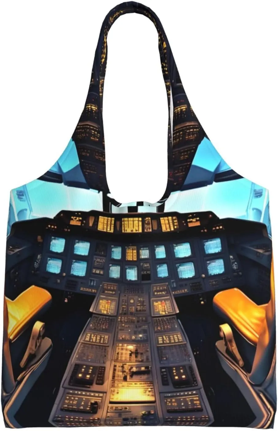 Airplane Cockpit print Women Shoulder Canvas Tote Handbag Work Bag for Women Lady Casual Tote's Handbag