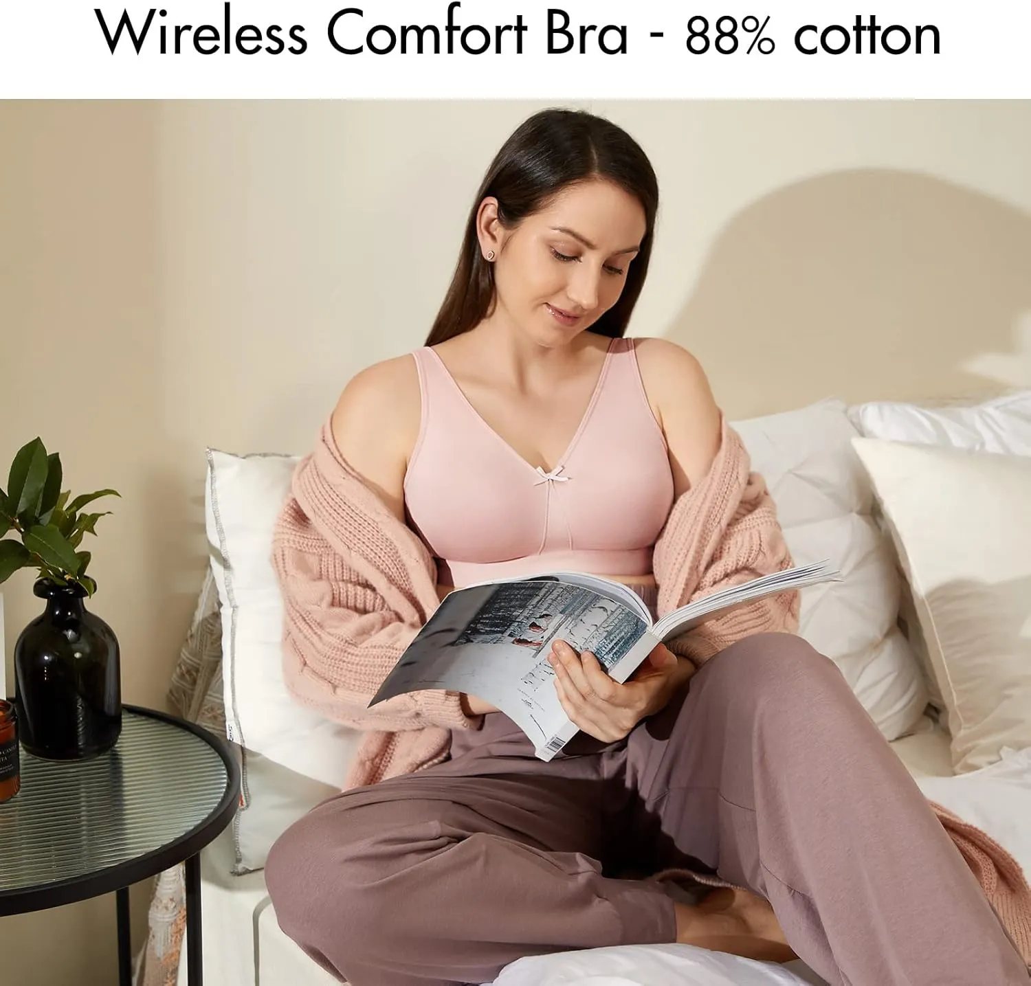 AISILIN Women's Wireless Plus Size Bra Cotton Support Comfort Unlined Sleep