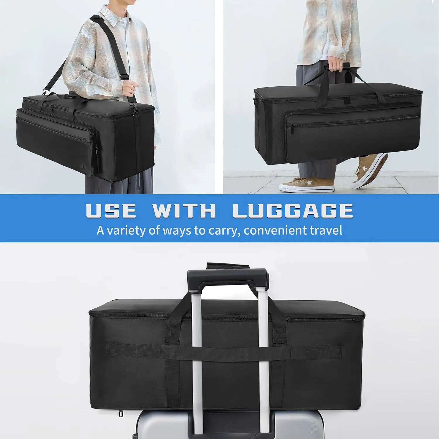 AKOZLIN Extra Large Travel Gig Band Cable File Bag With Separate Bags,DJ Cord Organizer Case for Laptop,DJ Gear,Sound Instrument and Musician Accessories 30"x11"x14.5"