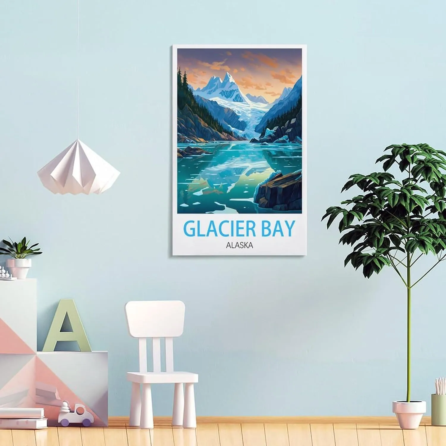 Alaska Glacier Bay Travel Poster Print Canvas Wall Art for Bedroom Living Room HD Print Posters 16x24inch(40x60cm)