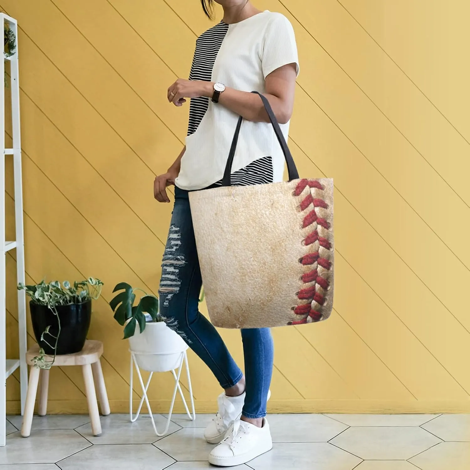 ALAZA Canvas Tote Bag Large Women Casual Shoulder Bag Handbag For Outdoors Holiday Weekender Travel