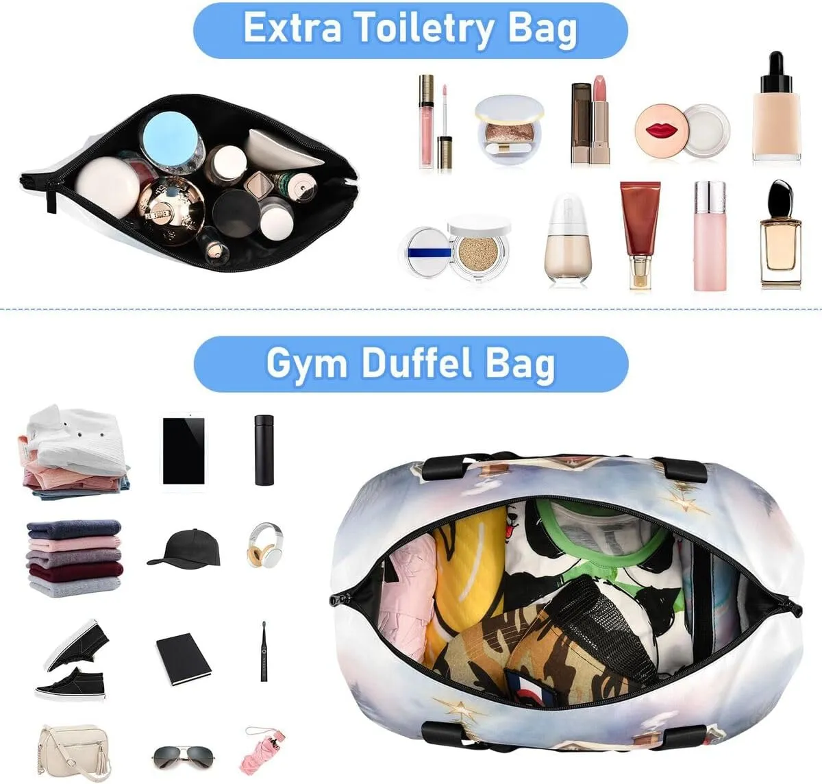 ALAZA Oil Painting Castle Christmas Tree Travel Duffel Bag with Shoe Compartment Tote Bag Weekender Overnight Bag with Wet Pocket for Travel,Gym,Yoga,Swimming