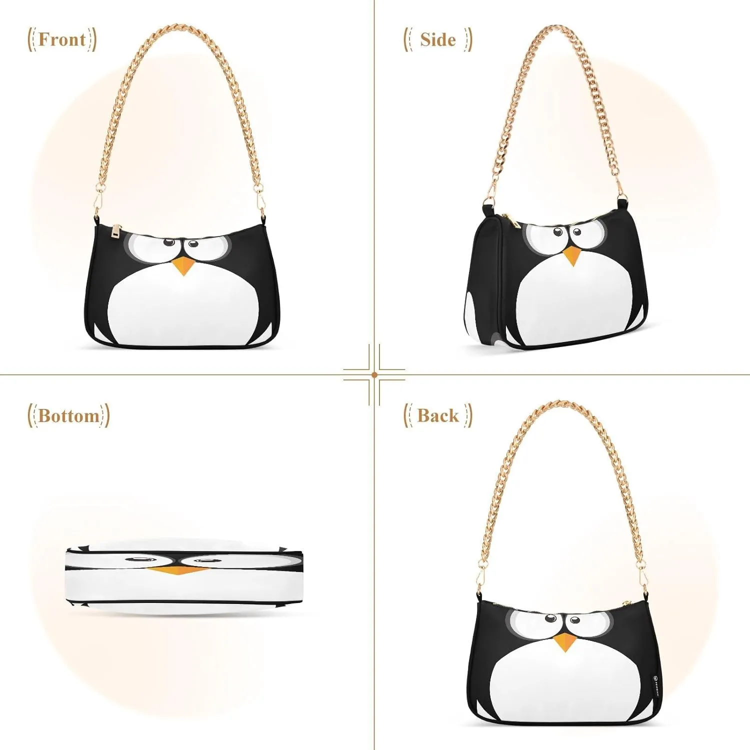ALAZA Shoulder Handbags for Women Travel Hobo Tote Handbag Women Gold Chain Shoulder Bags Purse with Zipper Closure