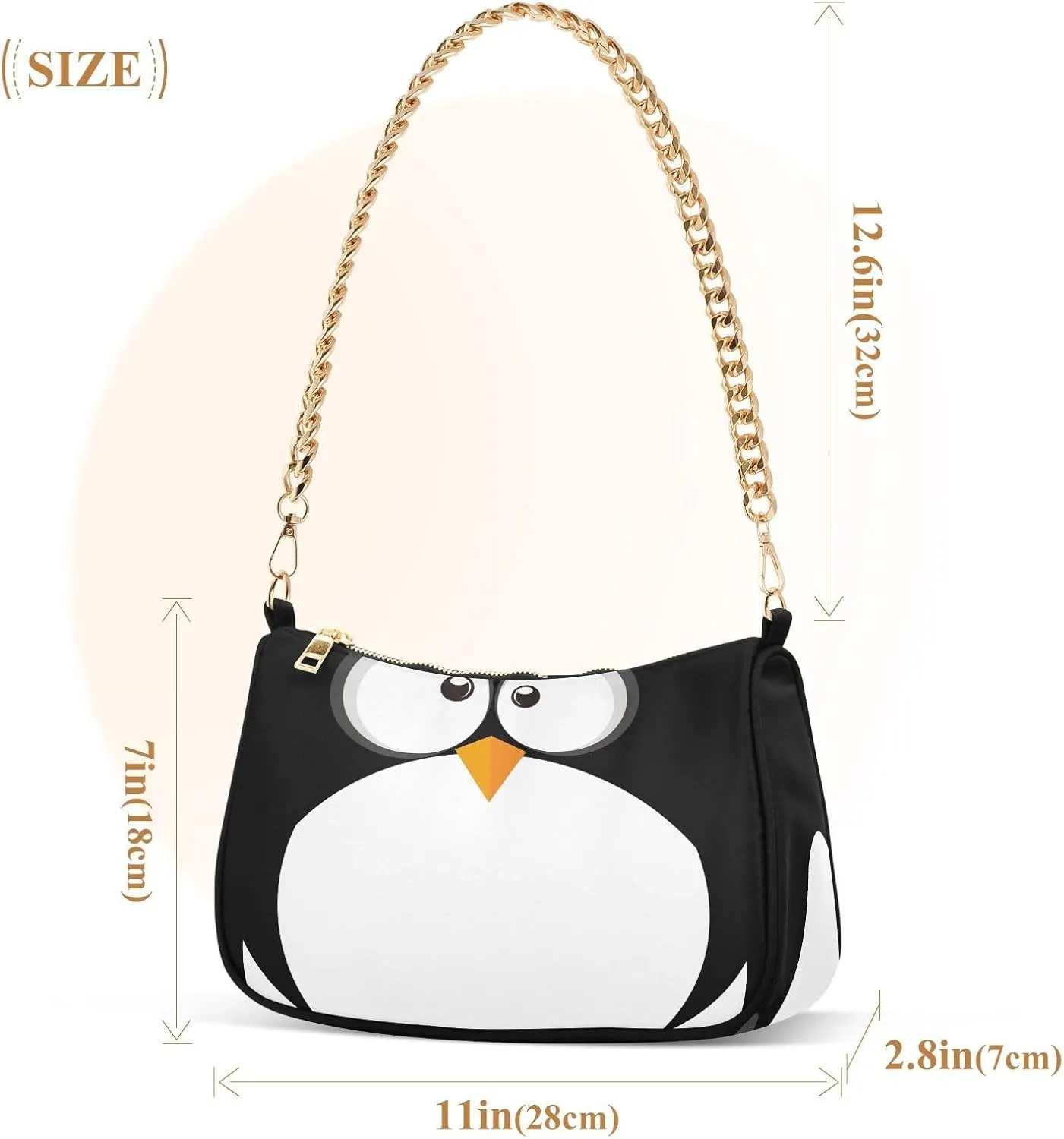 ALAZA Shoulder Handbags for Women Travel Hobo Tote Handbag Women Gold Chain Shoulder Bags Purse with Zipper Closure