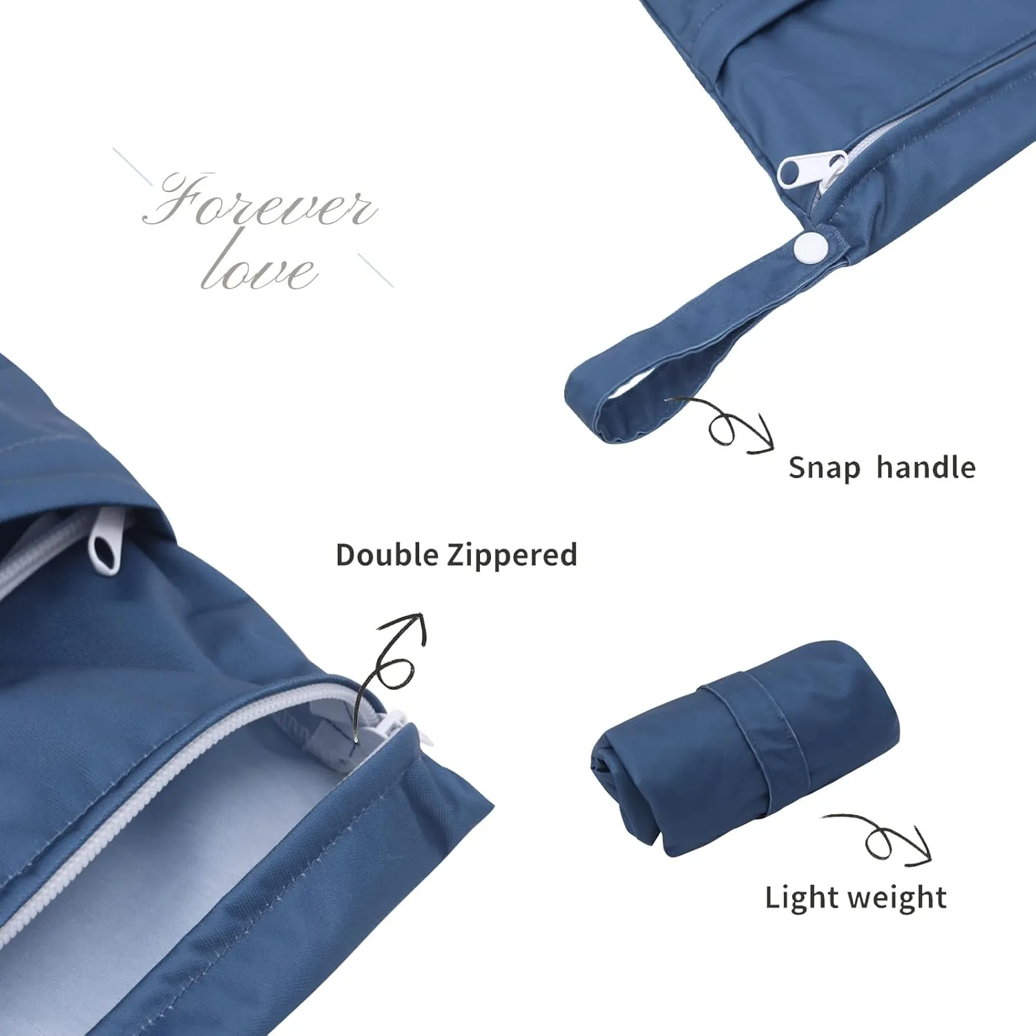 ALVABABY 3pcs Cloth Diaper Wet Dry Bags Waterproof Reusable with Two Zippered Pockets Travel Beach Pool Daycare Soiled Baby Items Yoga Gym Bag for Swimsuits or Wet Clothes 3L-ZM13