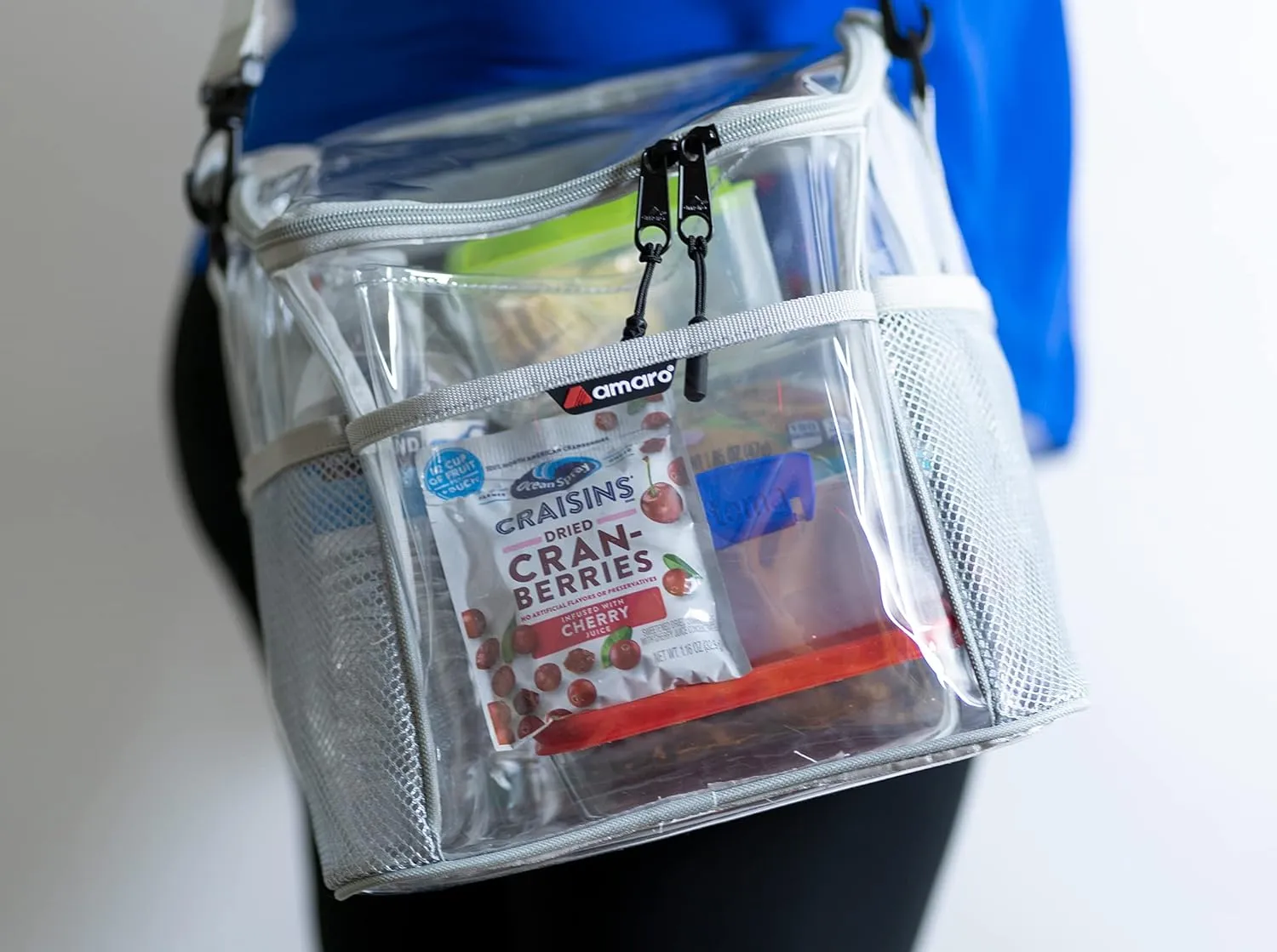 Amaro Delux 0.5mm Clear Lunch Bag for Adult V2 With Removable insert - Gray Trim(XL)