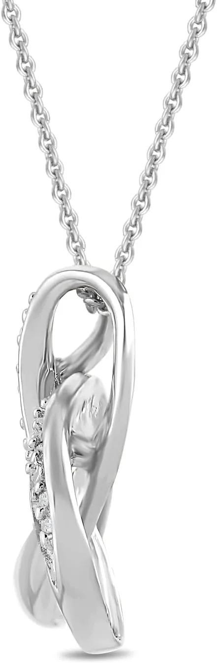 Amazon Essentials womens 18K Gold over Sterling Silver Diamond Knot Pendant Necklace (previously Amazon Collection)