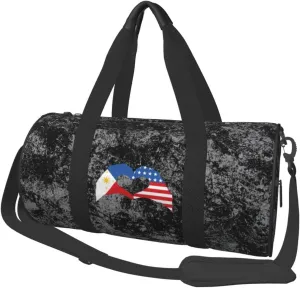 American Flag And Filipino Philippines Convertible Garment Bag with Shoulder Strap, Carry on Garment Duffel Bag for Men Women - Rolling Foldable for Travel Luggage Bags (Black)