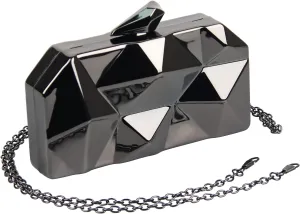AmoVee Clutch with Chain Strap, Clutch Purses for Women Wedding，Evening Handbag for Party, Prom and Formal Occasion (Shinny Grey)