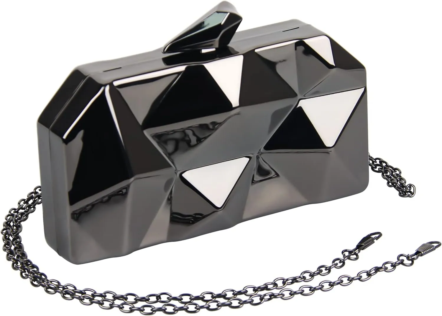 AmoVee Clutch with Chain Strap, Clutch Purses for Women Wedding，Evening Handbag for Party, Prom and Formal Occasion (Shinny Grey)