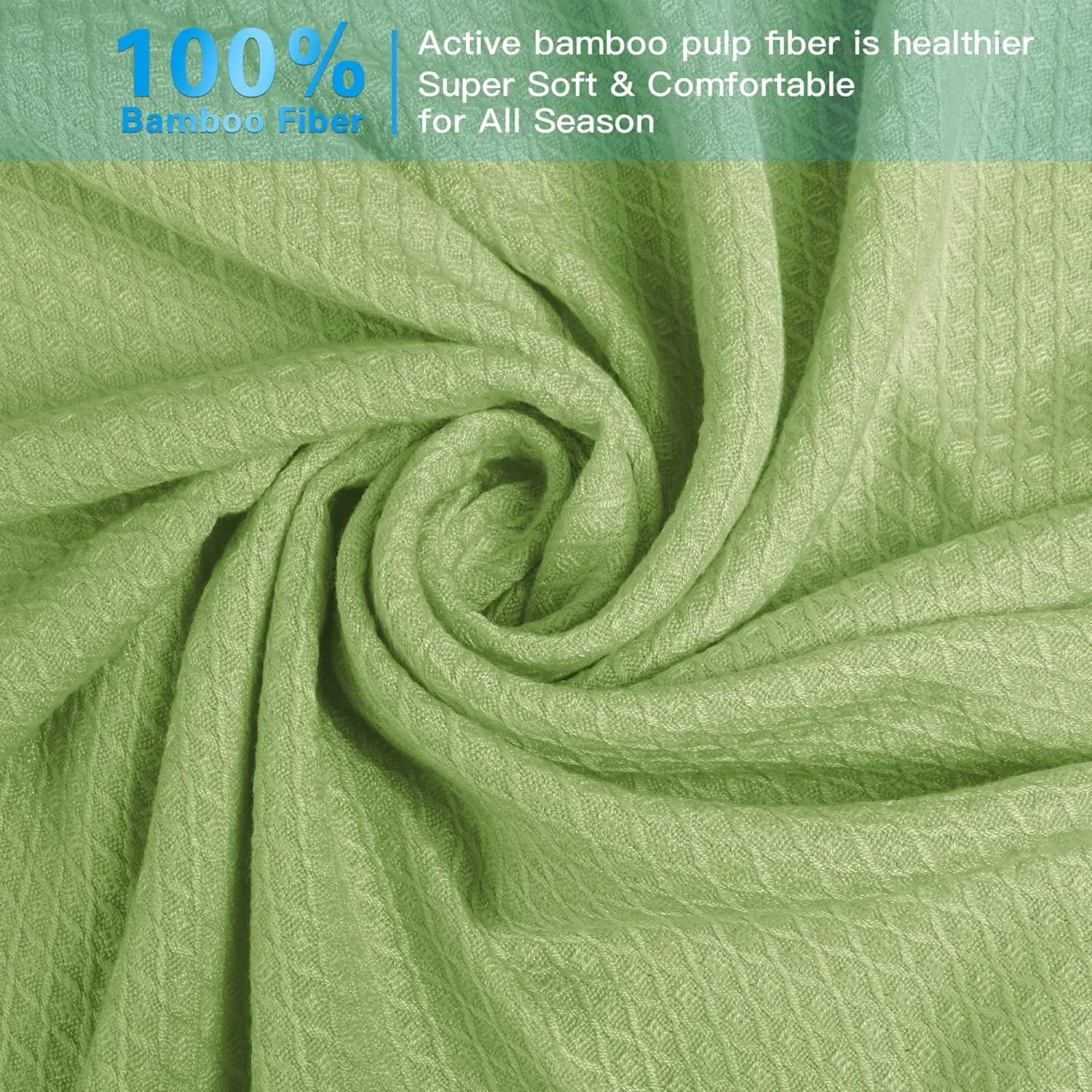 AmyHomie Cooling Blanket, 100% Rayon Derived from Bamboo, Cool Summer Blanket for Hot Sleepers, Soft Comfy Lightweight Blankets for All Seasons(Green, 79×91in)